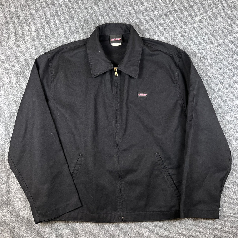 Dickies Eisenhower Jacket Mens L Black Full Zip Workwear Boxy Detroit Utility